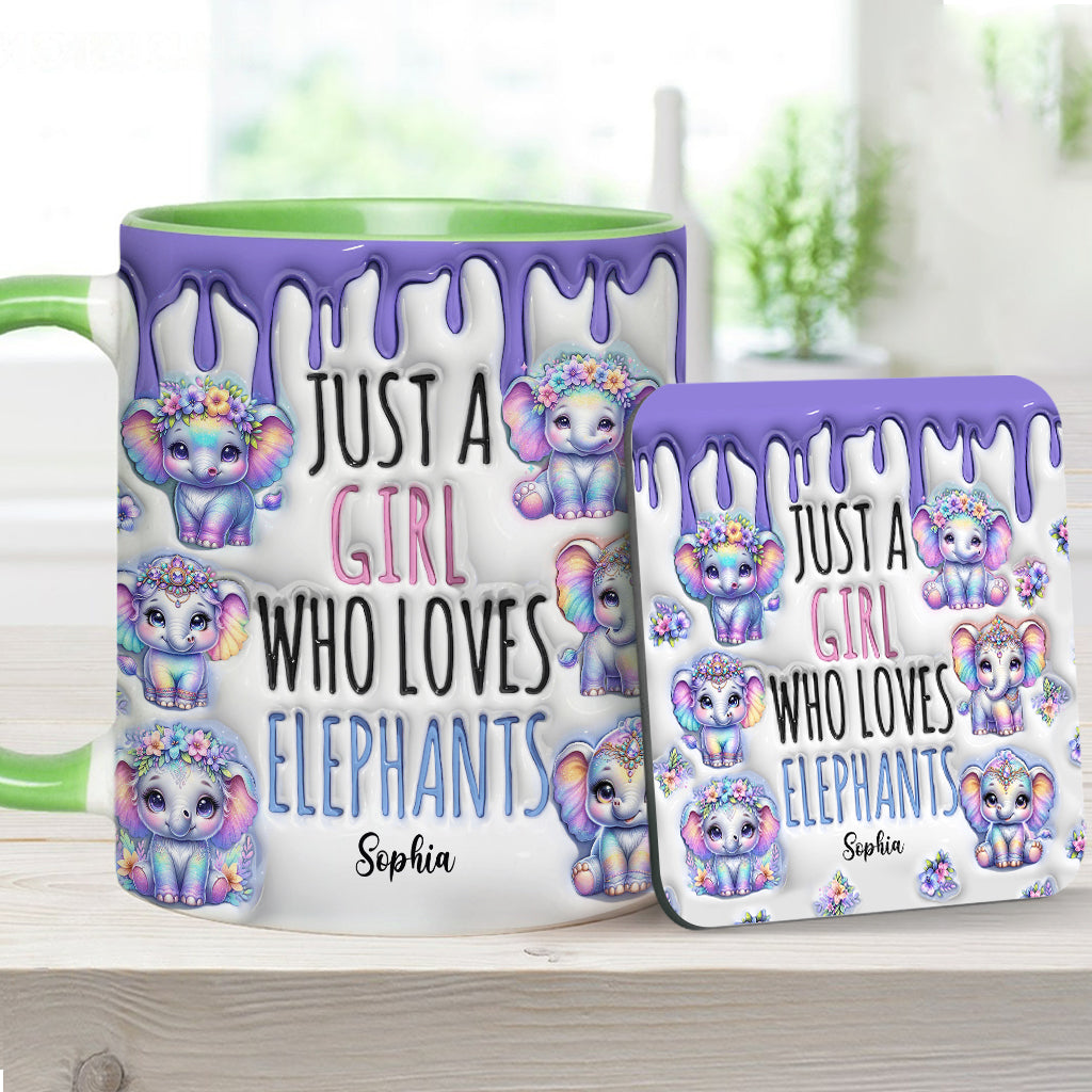 Just A Girl Who Loves Elephants - Personalized Elephant Accent Mug