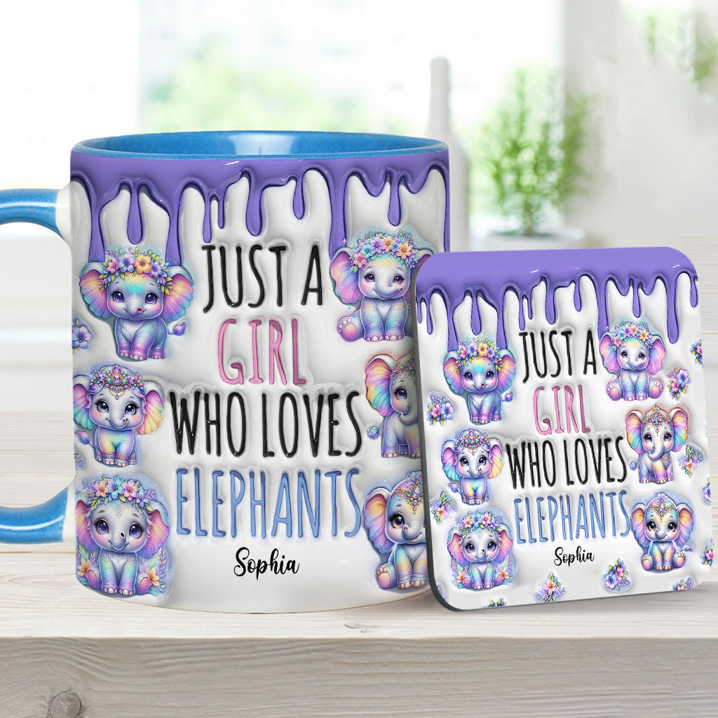 Just A Girl Who Loves Elephants - Personalized Elephant Accent Mug