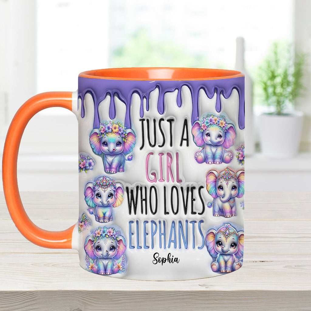 Just A Girl Who Loves Elephants - Personalized Elephant Accent Mug