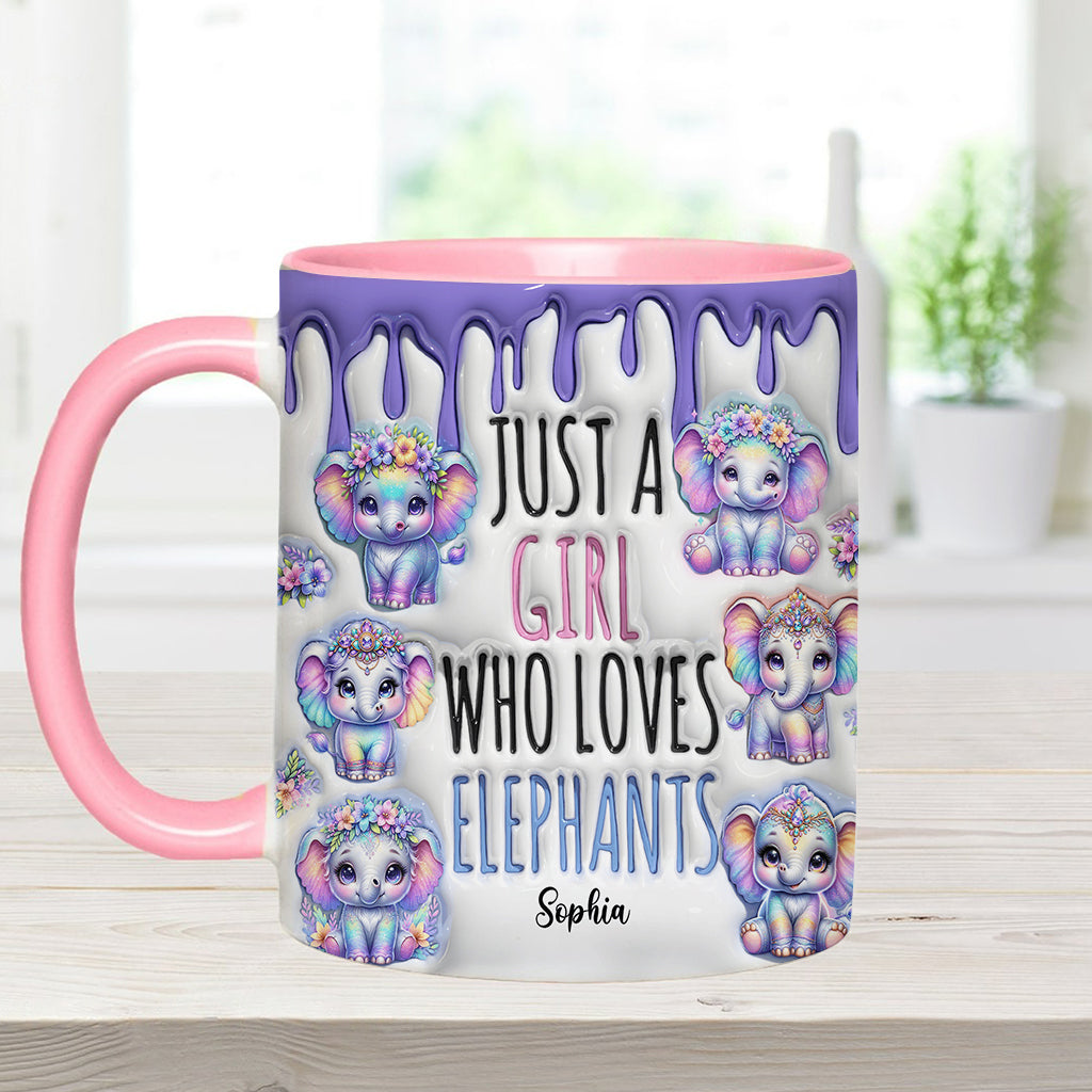 Just A Girl Who Loves Elephants - Personalized Elephant Accent Mug