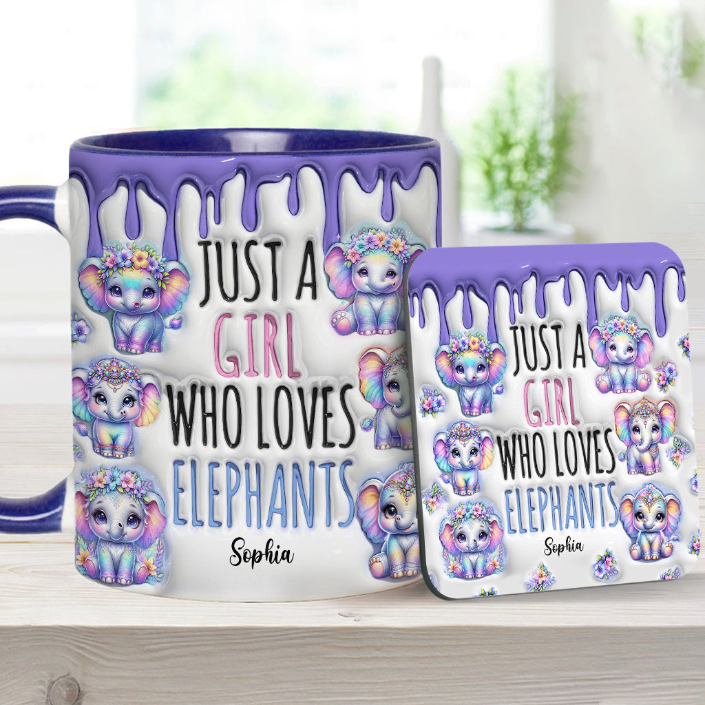 Just A Girl Who Loves Elephants - Personalized Elephant Accent Mug