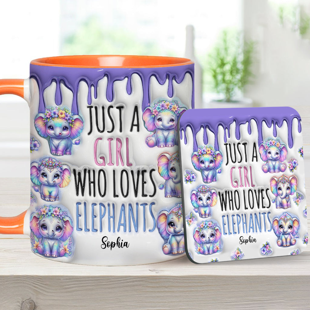 Just A Girl Who Loves Elephants - Personalized Elephant Accent Mug