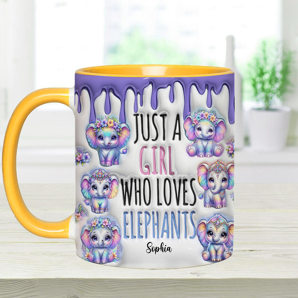 Just A Girl Who Loves Elephants - Personalized Elephant Accent Mug