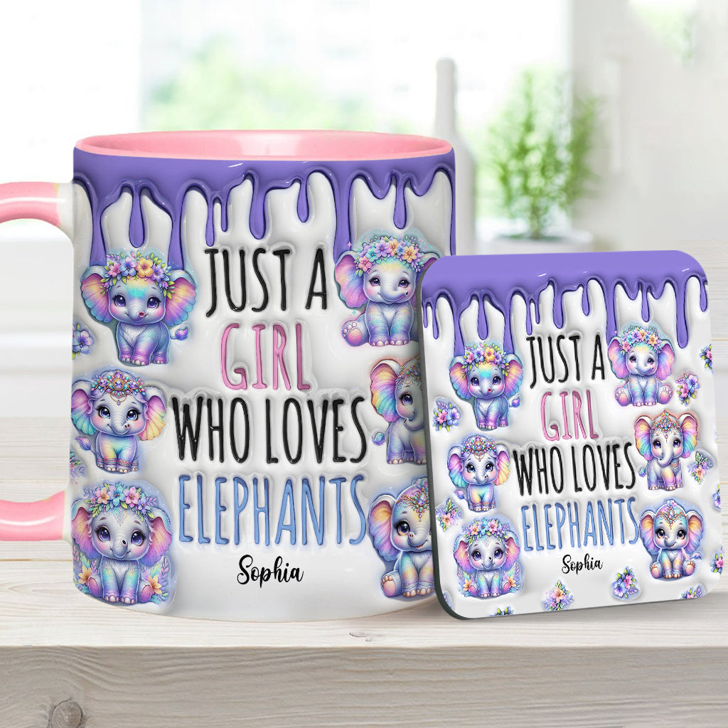 Just A Girl Who Loves Elephants - Personalized Elephant Accent Mug