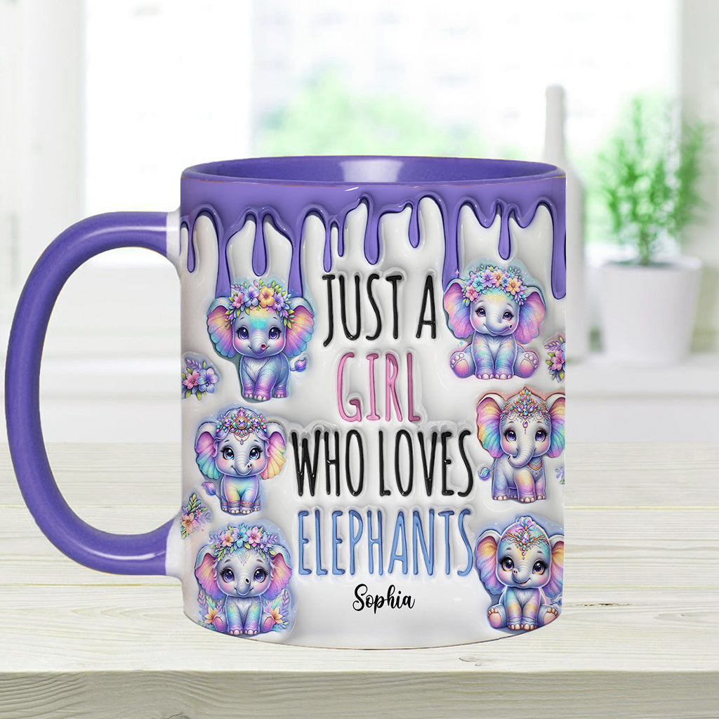 Just A Girl Who Loves Elephants - Personalized Elephant Accent Mug