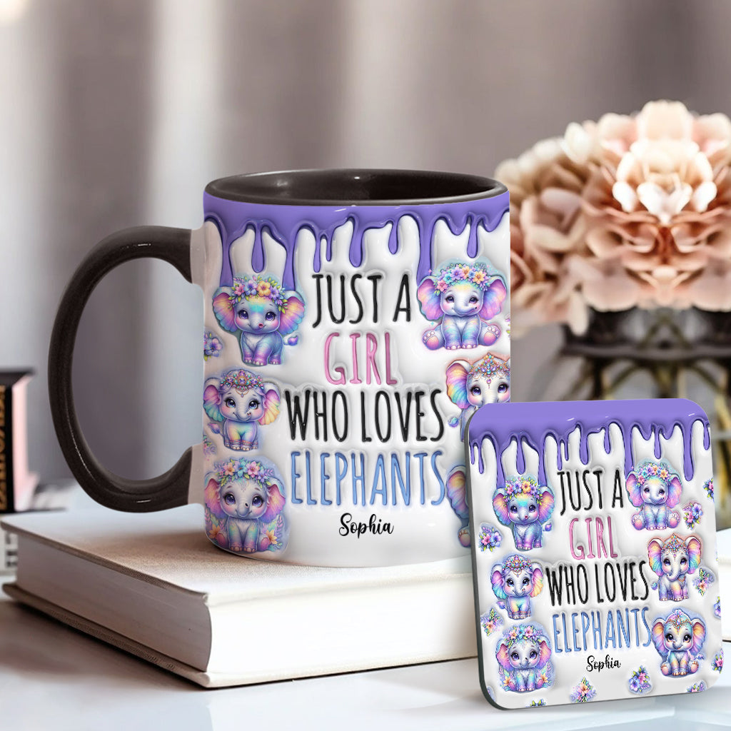 Just A Girl Who Loves Elephants - Personalized Elephant Accent Mug