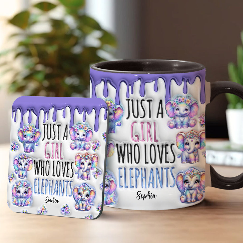 Just A Girl Who Loves Elephants - Personalized Elephant Accent Mug