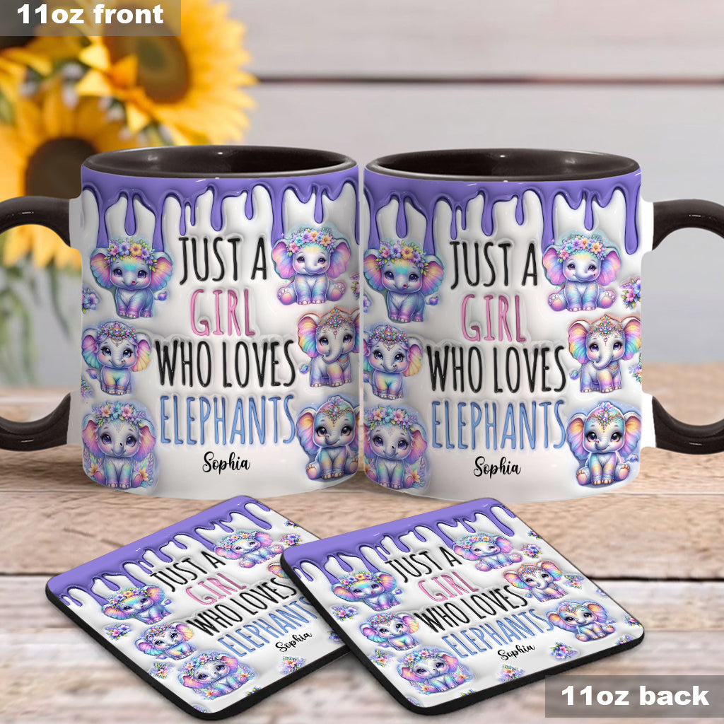 Just A Girl Who Loves Elephants - Personalized Elephant Accent Mug