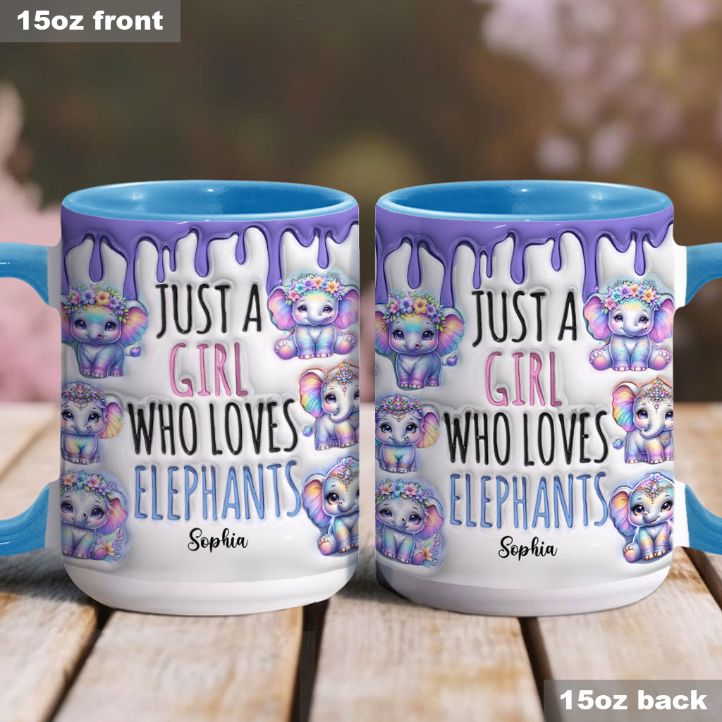 Just A Girl Who Loves Elephants - Personalized Elephant Accent Mug