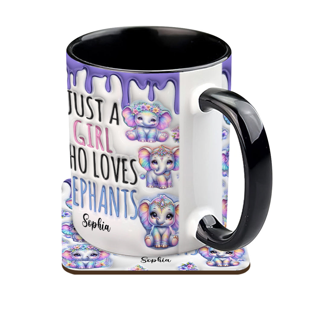Just A Girl Who Loves Elephants - Personalized Elephant Accent Mug