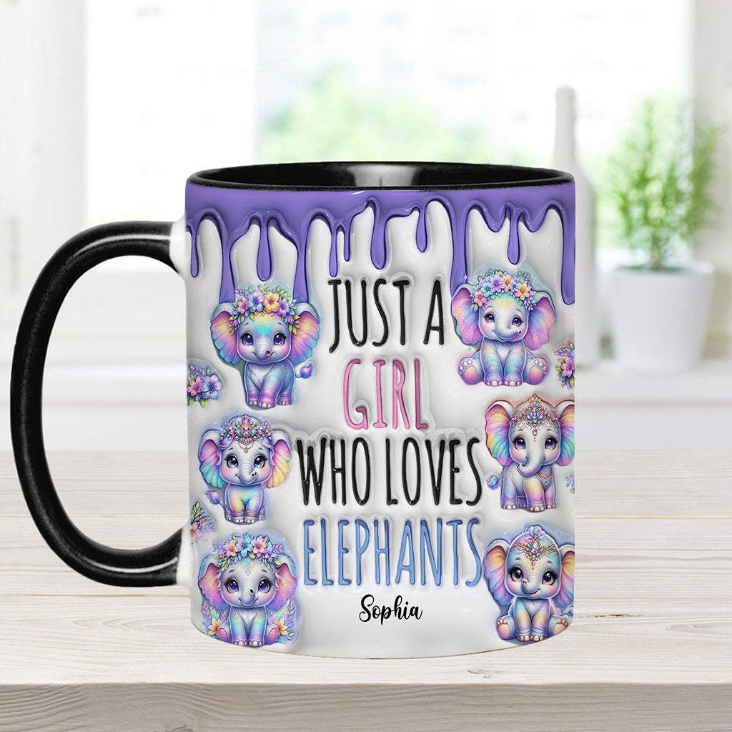 Just A Girl Who Loves Elephants - Personalized Elephant Accent Mug