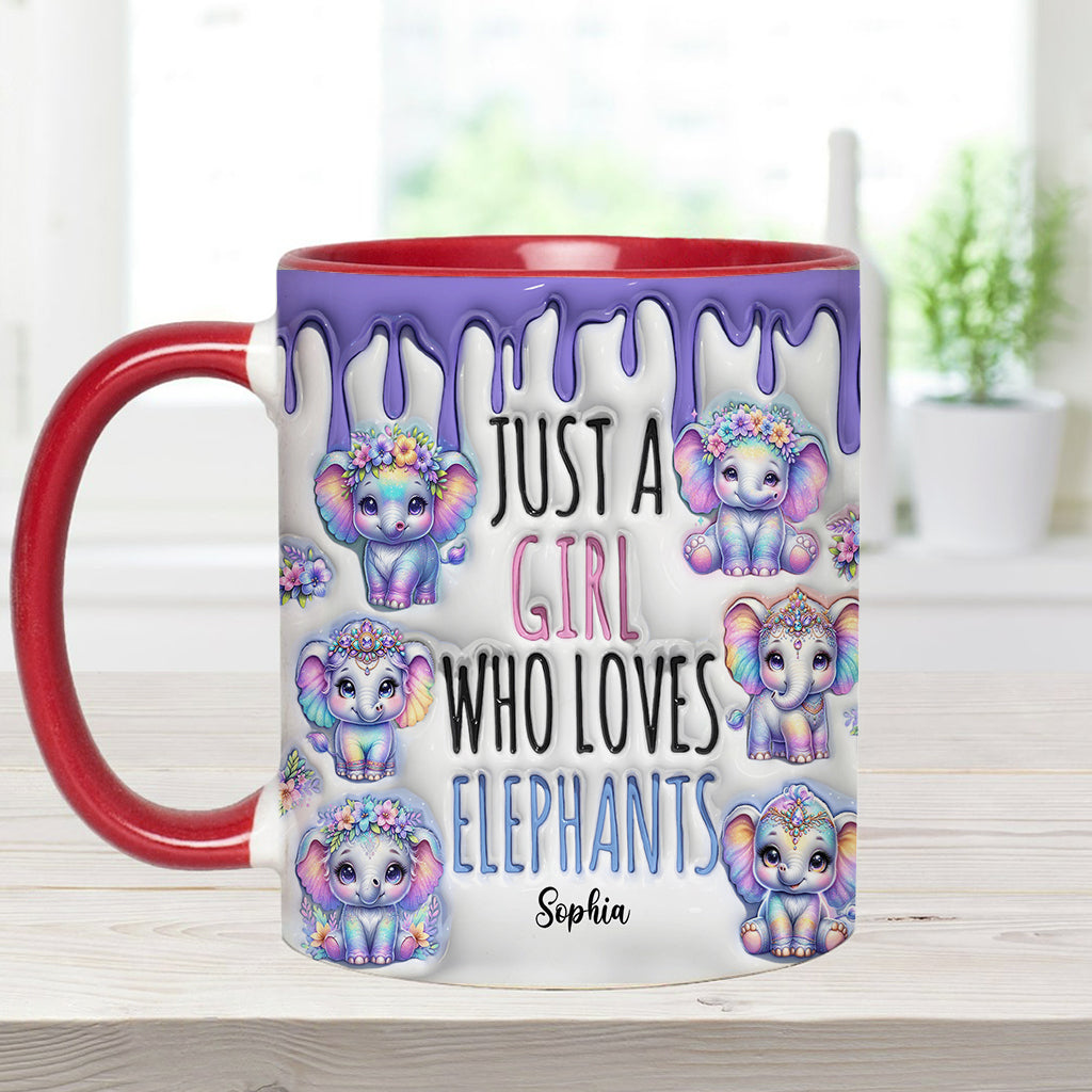 Just A Girl Who Loves Elephants - Personalized Elephant Accent Mug