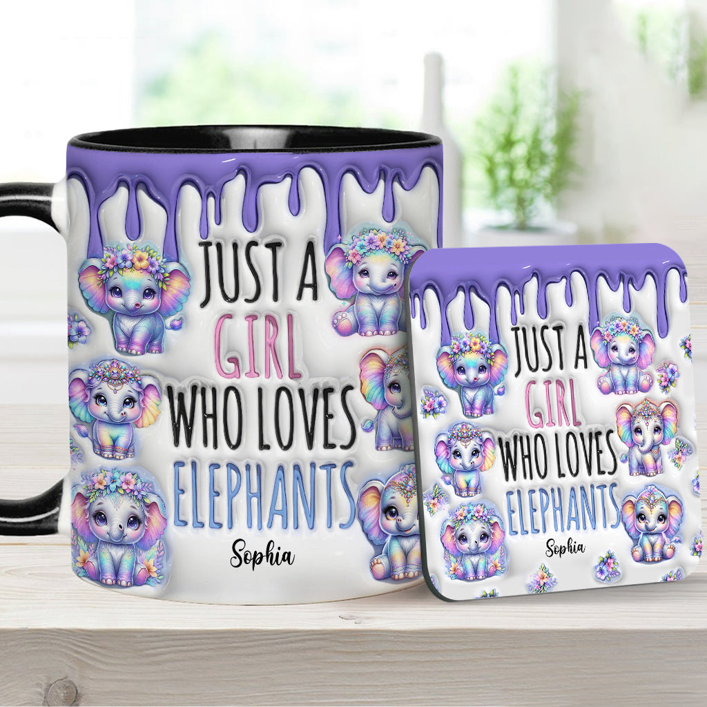 Just A Girl Who Loves Elephants - Personalized Elephant Accent Mug