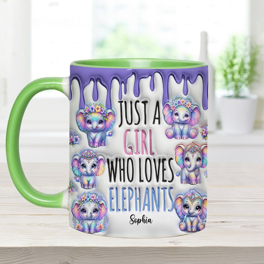 Just A Girl Who Loves Elephants - Personalized Elephant Accent Mug