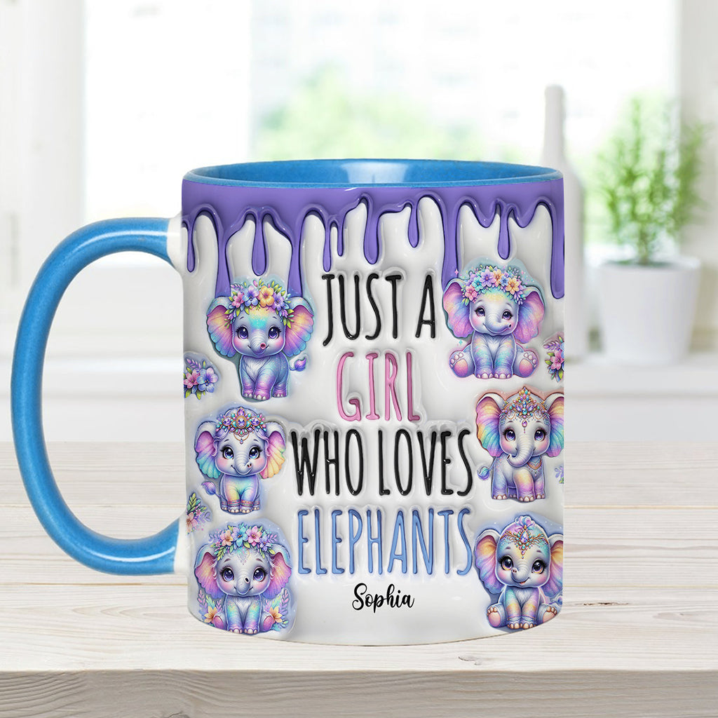 Just A Girl Who Loves Elephants - Personalized Elephant Accent Mug