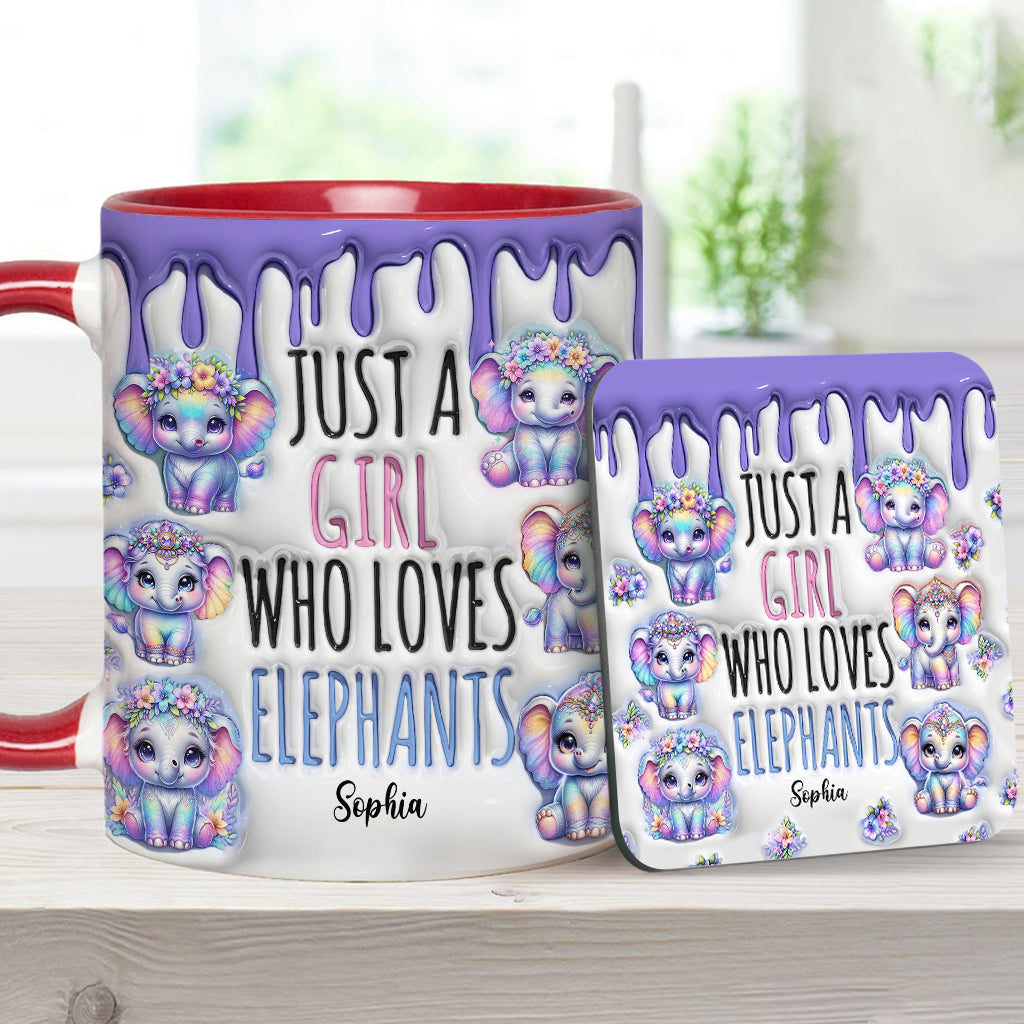 Just A Girl Who Loves Elephants - Personalized Elephant Accent Mug