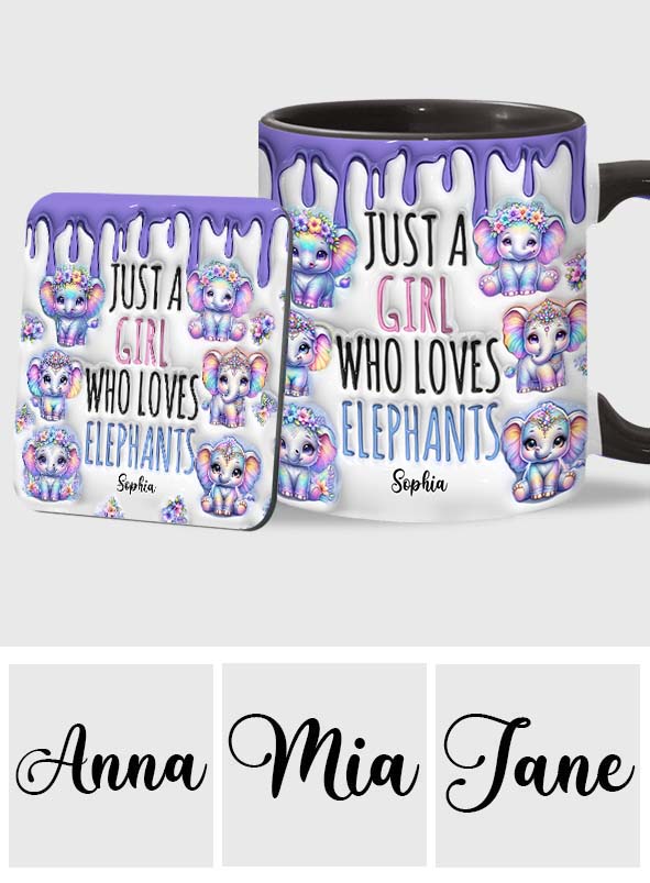 Just A Girl Who Loves Elephants - Personalized Elephant Accent Mug
