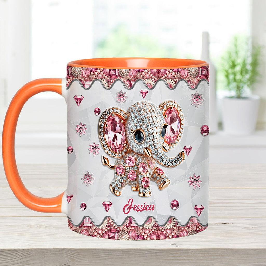 Einfach ein Mädchen, das Elefanten liebt – personalisierte Tasse mit Elefantenmotiv