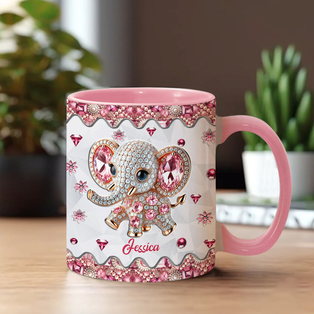 Einfach ein Mädchen, das Elefanten liebt – personalisierte Tasse mit Elefantenmotiv