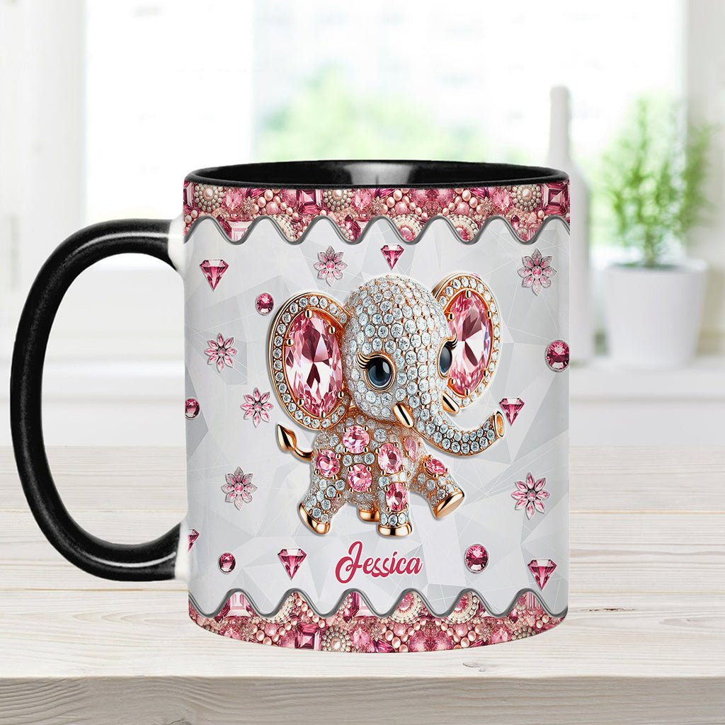 Einfach ein Mädchen, das Elefanten liebt – personalisierte Tasse mit Elefantenmotiv