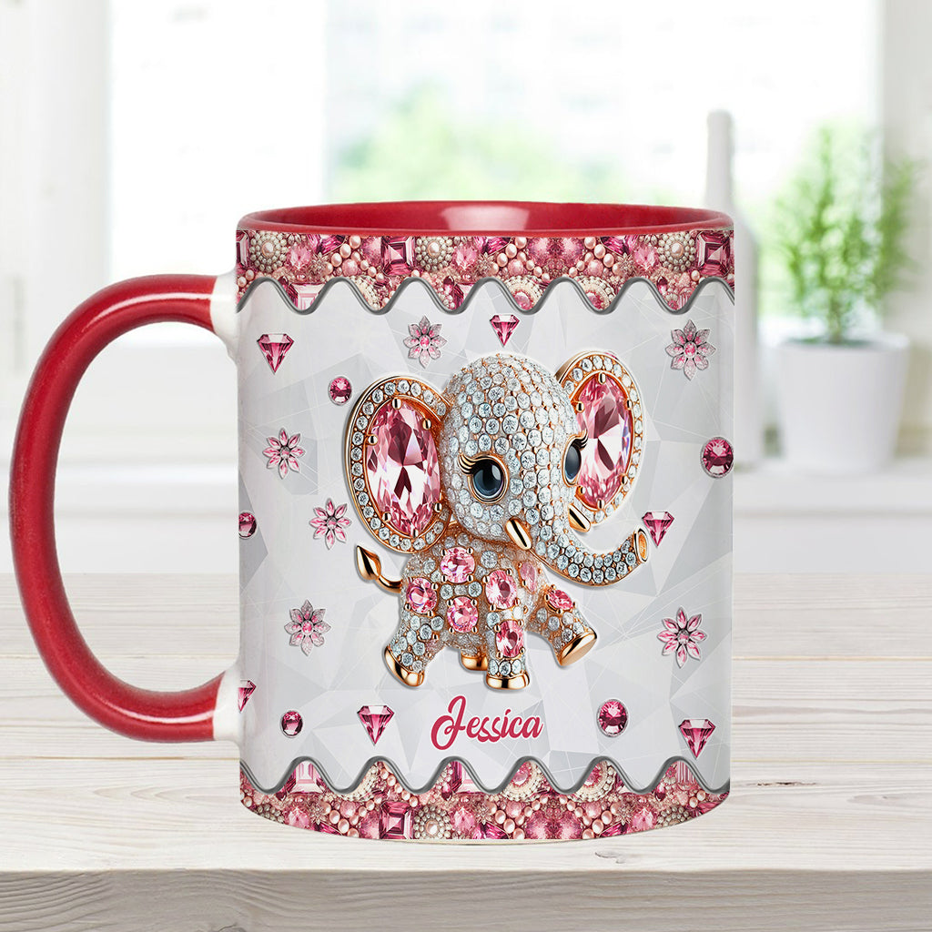 Einfach ein Mädchen, das Elefanten liebt – personalisierte Tasse mit Elefantenmotiv