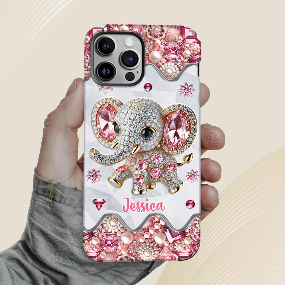 Une fille qui aime les éléphants - Coque de téléphone personnalisée avec imprimé éléphant