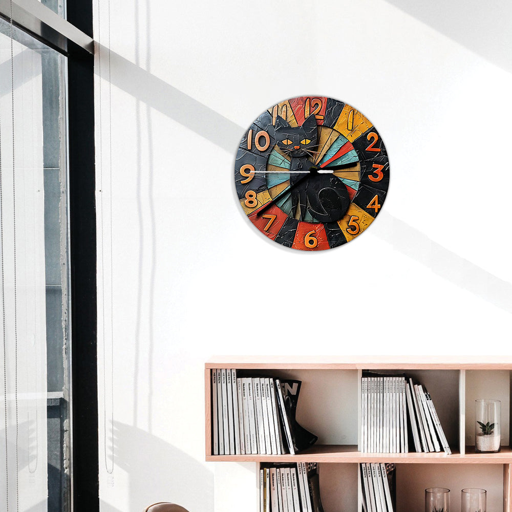 Love Black Cats - Black Cat Wall Clock
