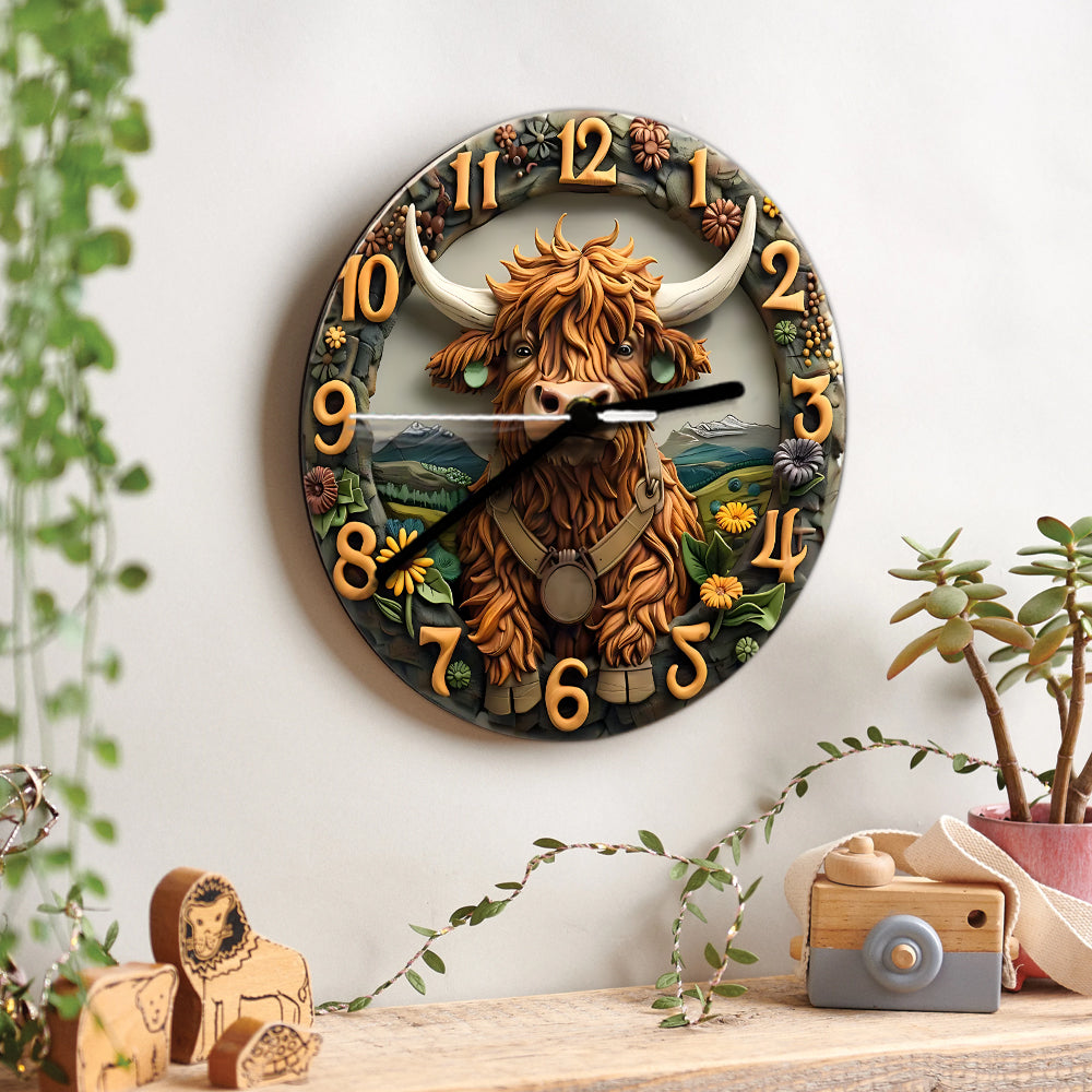 Horloge murale personnalisée « Love Highland Cow »
