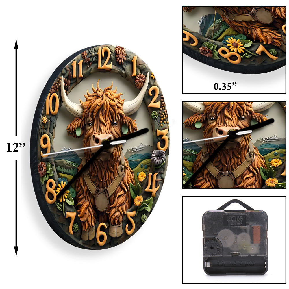 Horloge murale personnalisée « Love Highland Cow »
