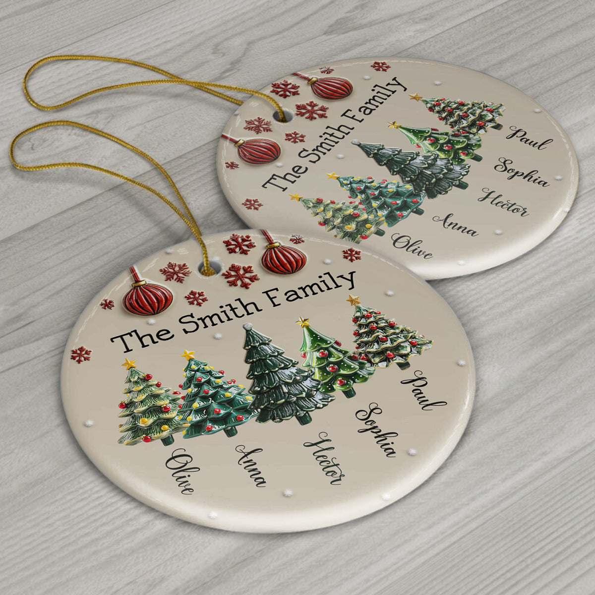 Family Tree - Personalized Family Ceramic Circle Ornament