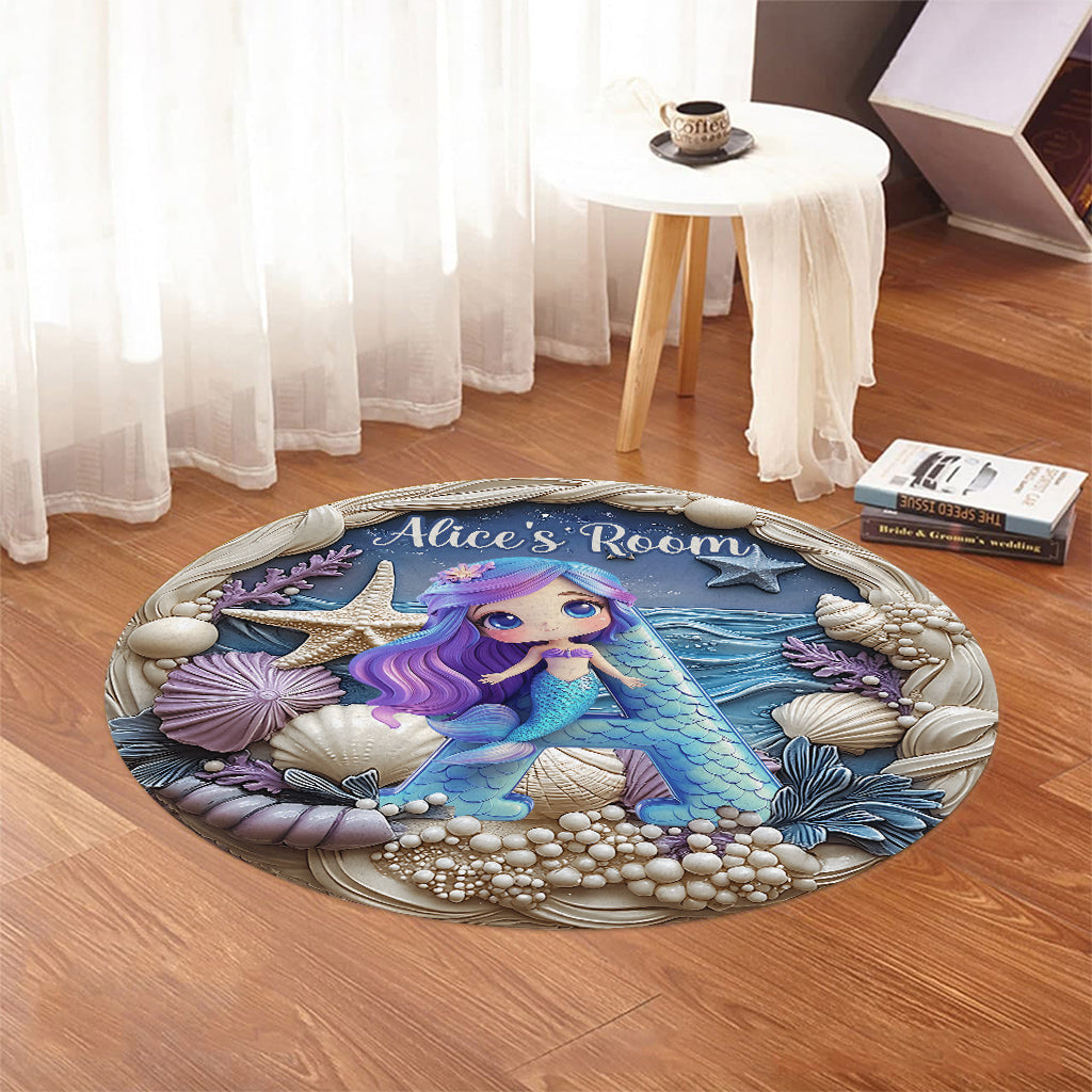 Beautiful Letter Gift For Grandkids - Personalized Kid Round Rug
