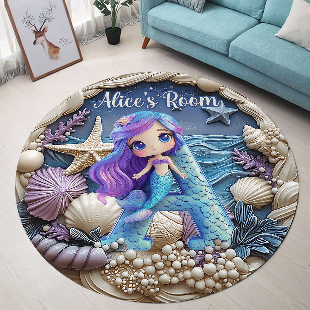 Beautiful Letter Gift For Grandkids - Personalized Kid Round Rug