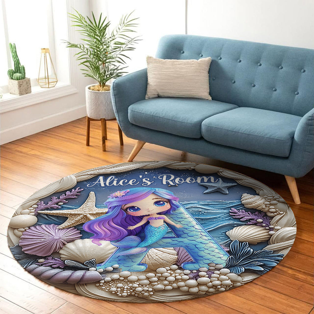 Beautiful Letter Gift For Grandkids - Personalized Kid Round Rug
