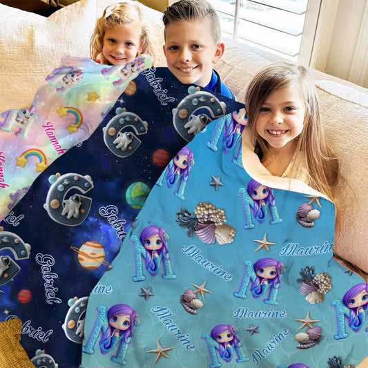 Beautiful Letter Gift For Grandkid - Personalized Kid Blanket