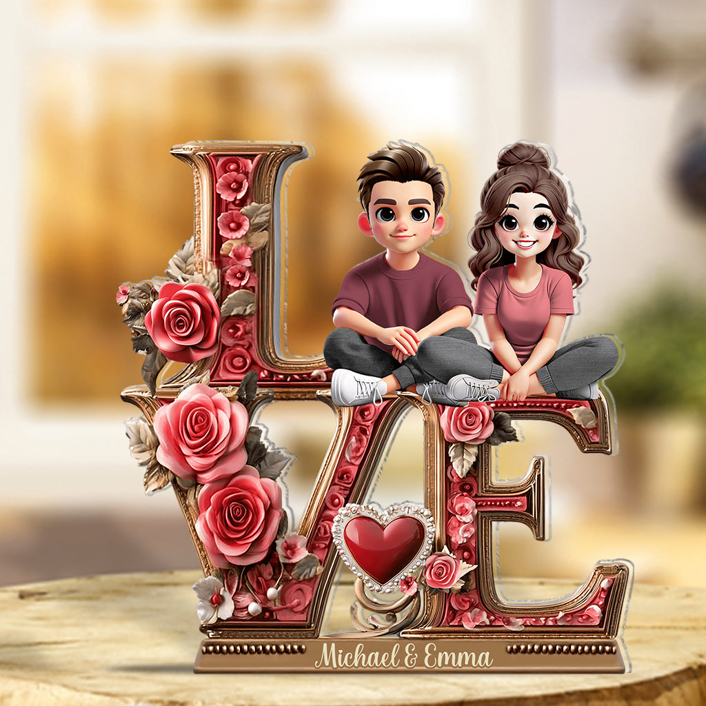Love Between Us - Personalized Couple Custom Shaped Acrylic Plaque