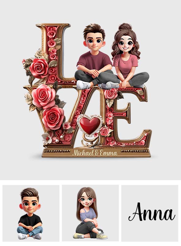 Love Between Us - Personalized Couple Custom Shaped Acrylic Plaque