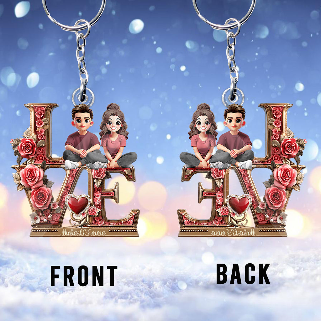 I Love You Forever - Personalized Couple Custom Shaped Keychain