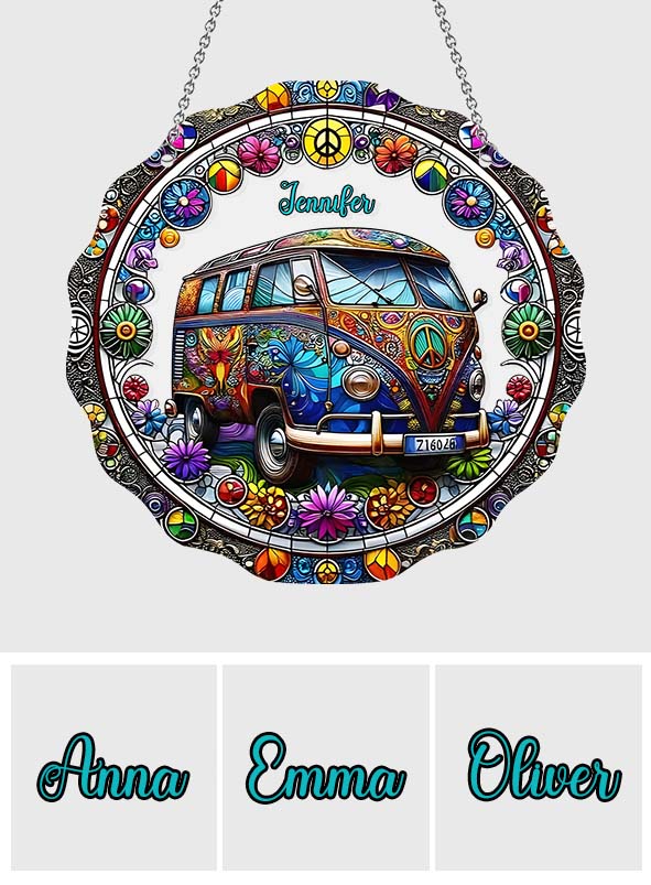 Cool Caravan - Personalized Hippie Window Hanging Suncatcher Ornament