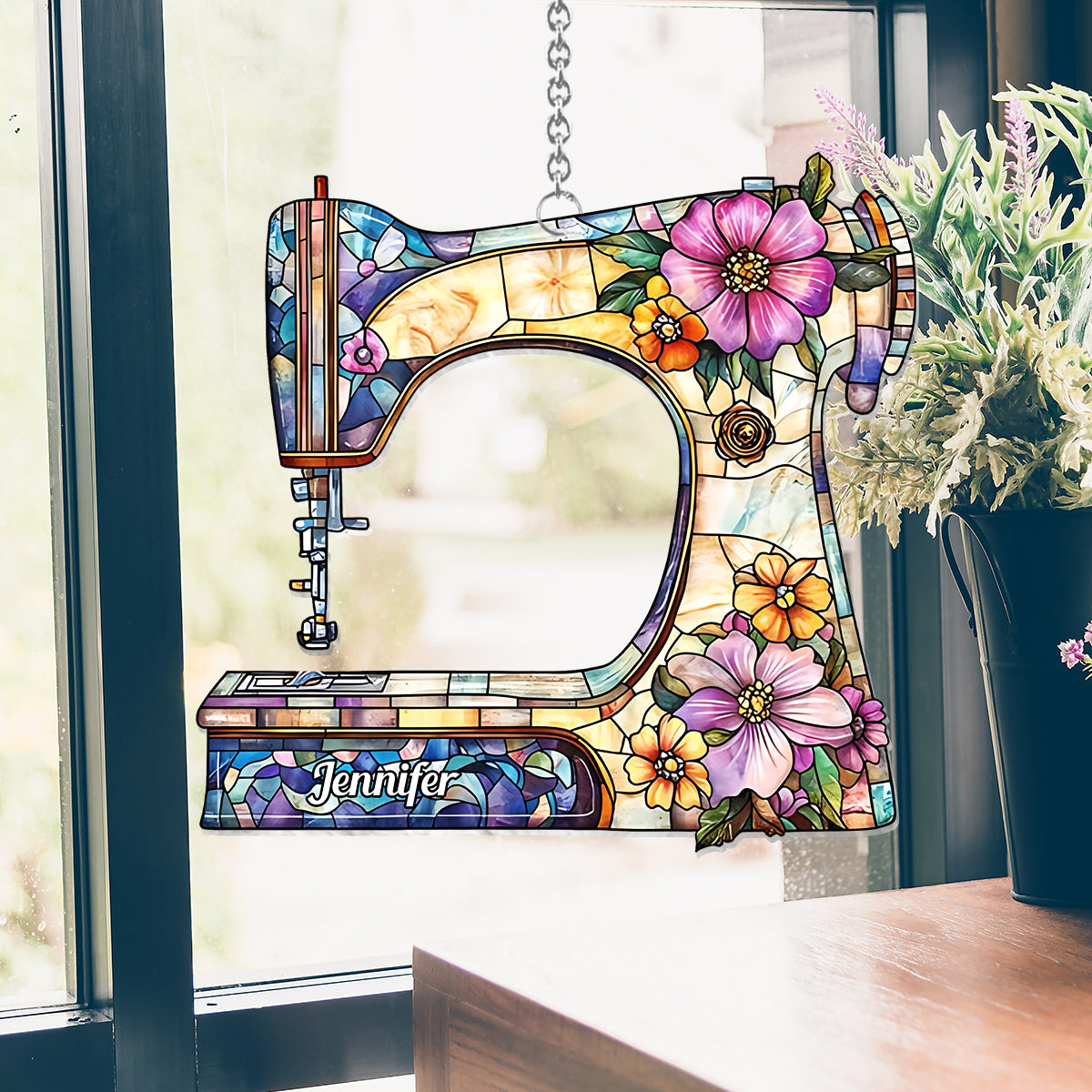 Stunning Sewing Machine - Personalized Sewing Window Hanging Suncatcher Ornament