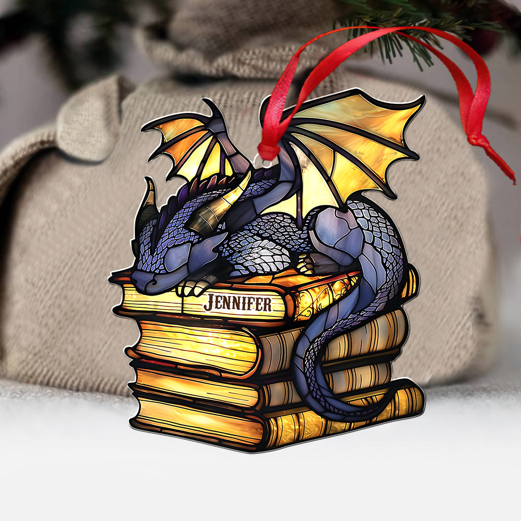 I'm Not A Book Worm I'm A Book Dragon - Personalized Book Custom Shaped Ornament