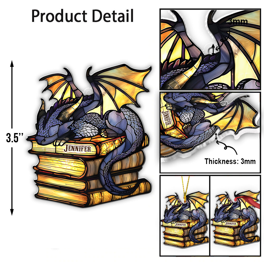 I'm Not A Book Worm I'm A Book Dragon - Personalized Book Custom Shaped Ornament