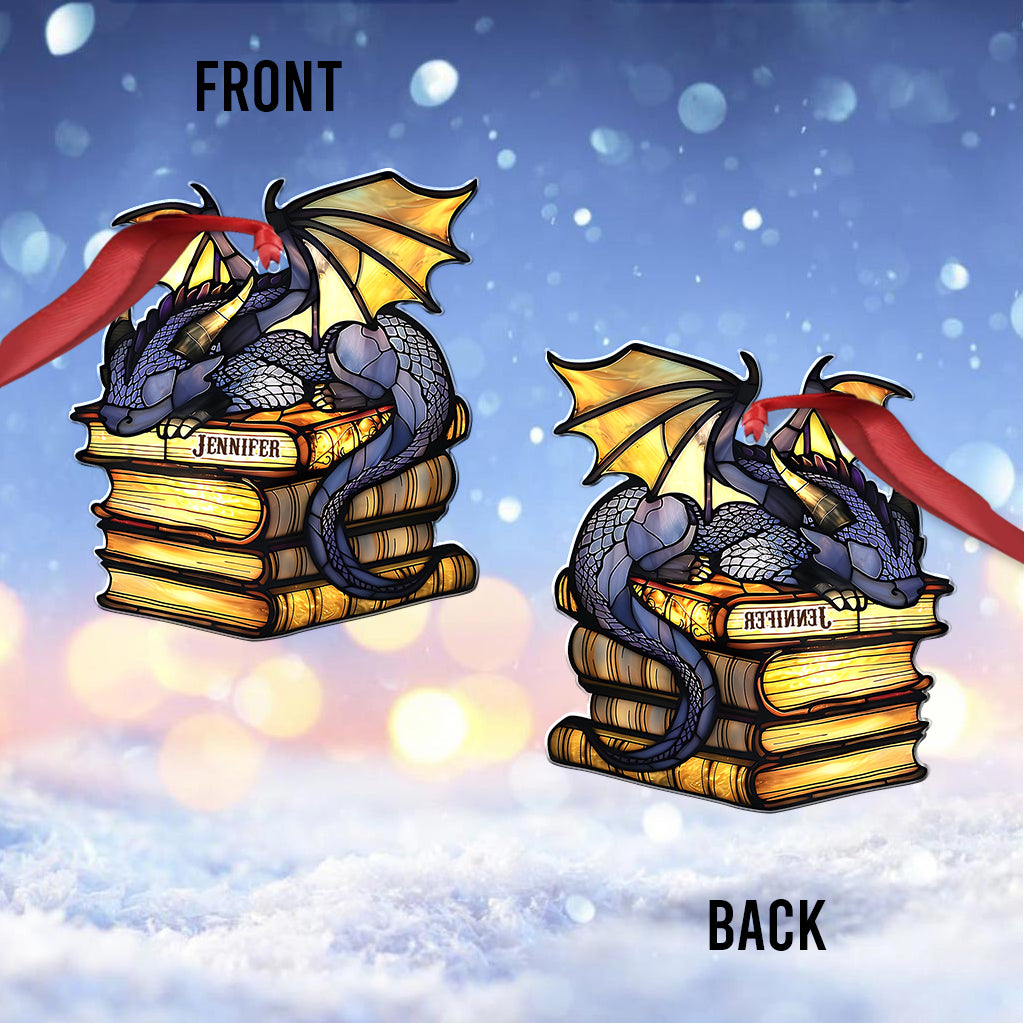 I'm Not A Book Worm I'm A Book Dragon - Personalized Book Custom Shaped Ornament