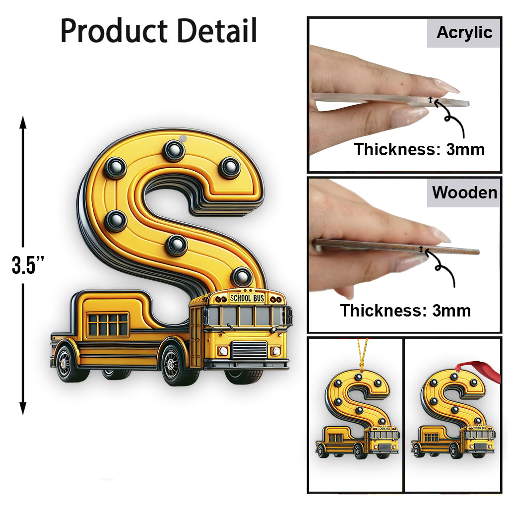 School Bus Letter - Personalized Kid Ornament