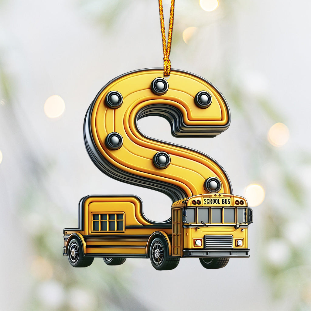 School Bus Letter - Personalized Kid Ornament