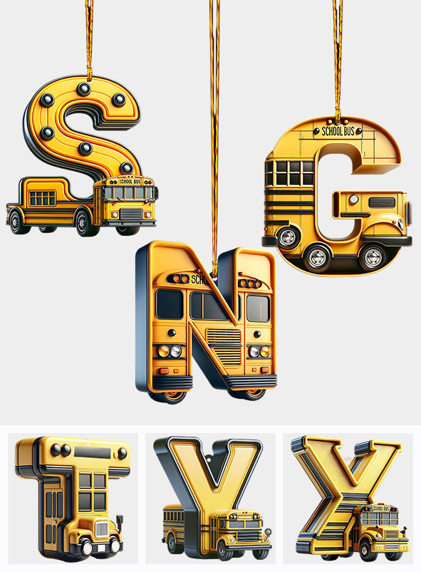 School Bus Letter - Personalized Kid Ornament