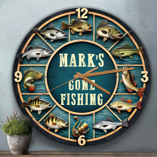 Gone Fishing Time - Personalized Fishing Wall Clock