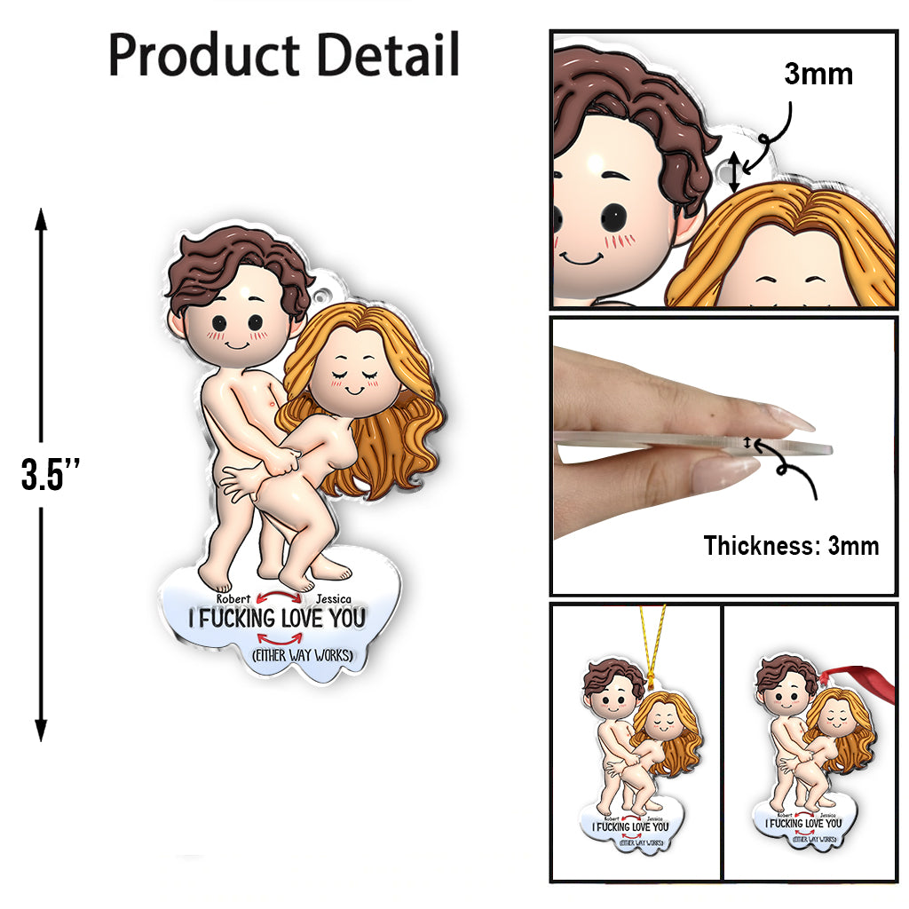 I Love You - Personalized Couple Custom Shaped Ornament