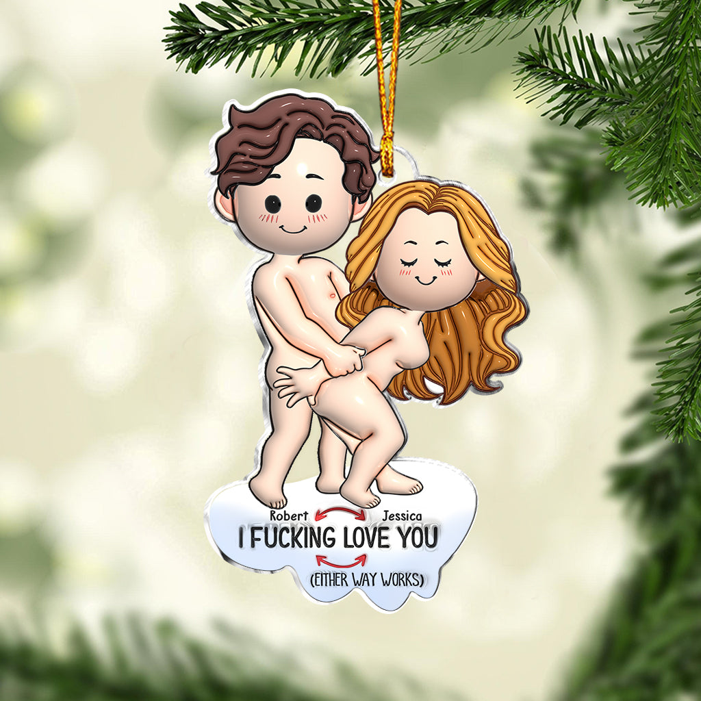 I Love You - Personalized Couple Custom Shaped Ornament