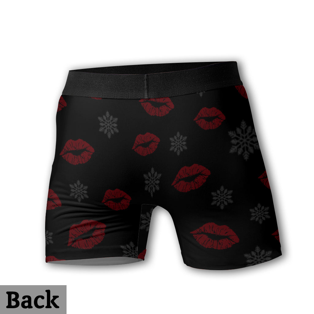 Blowing You Christmas Kisses - Personalized Couple Men’s Boxer Briefs