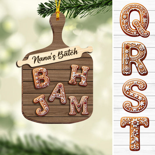 Lebkuchen-Alphabetbuchstabe – Personalisierter zweilagiger Holzornament für die Familie